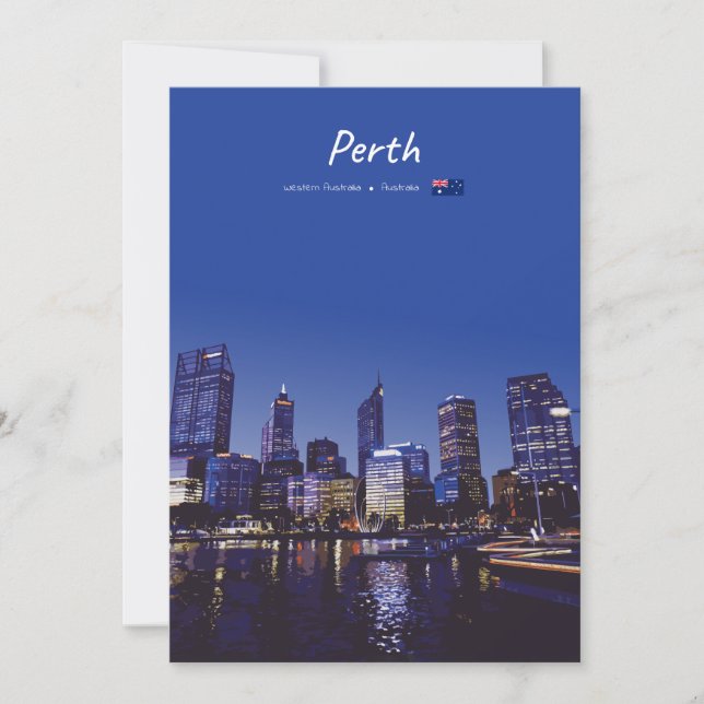 Invitation Perth, Australie - Ciel de la ville la nuit (Devant)