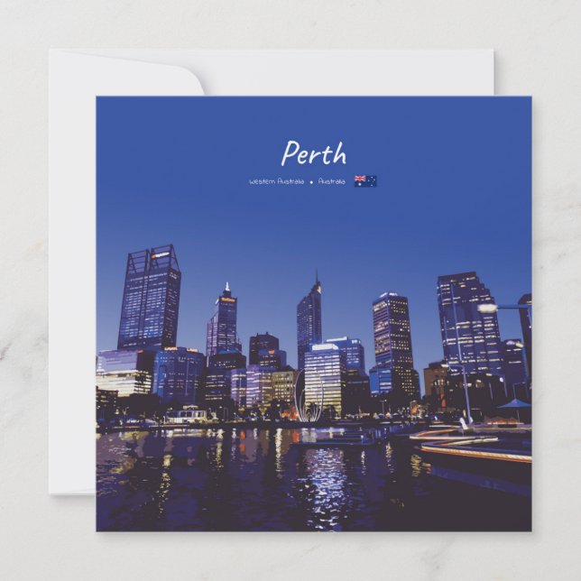 Invitation Perth, Australie - Ciel de la ville la nuit (Devant)