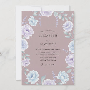 Invitation Pervenche Ranunculus Eucalyptus Weddin Mauve Douce