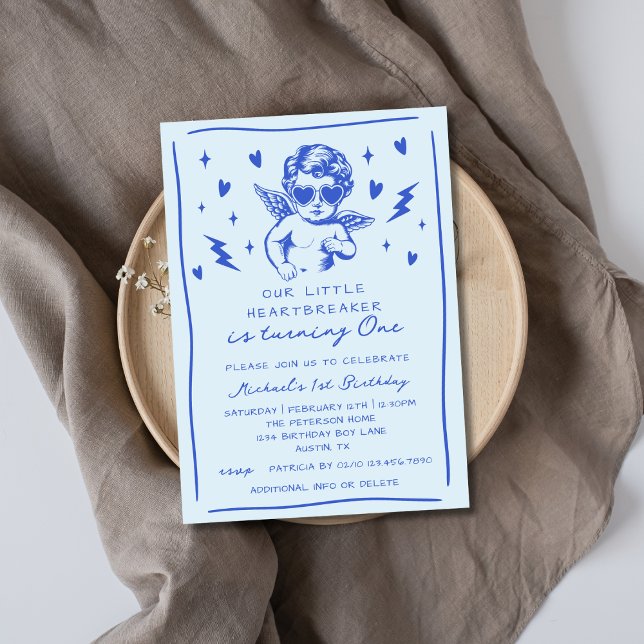 Invitation Pet Casse-Cœur Saint-Valentin Garçon 1er Anniversa (Créateur téléchargé)