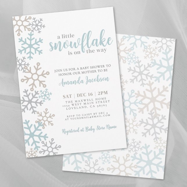 Invitation Pet Flocon de Neige Baby Shower d'Hiver (Little Snowflake Winter Baby Shower Invitation)