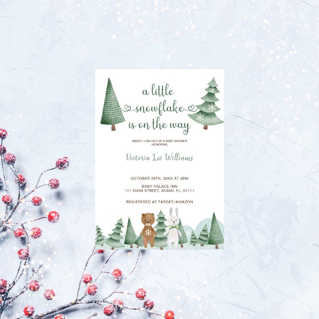 Invitation Pet flocon de neige Fête prénatale Bébé Animaux de (Créateur téléchargé)