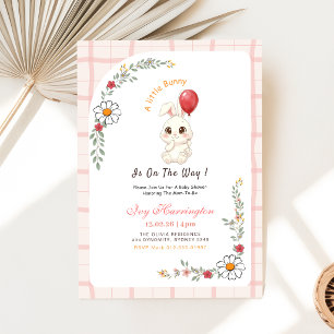 Invitation Pet Lapin en route Fête de Naissance Florale Bébé