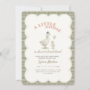 Invitation Pet Oie Sage Vert Gingham Arc-en-ciel Baby Shower