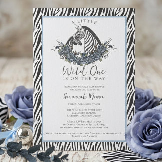 Invitation Pet Sauvageon Safari Bébé Zèbre Fête de Naissance