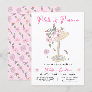 Invitation Pétales à main et Fête des mariées Presecco