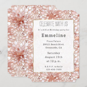 Invitation Pétales blancs rose rose Floral