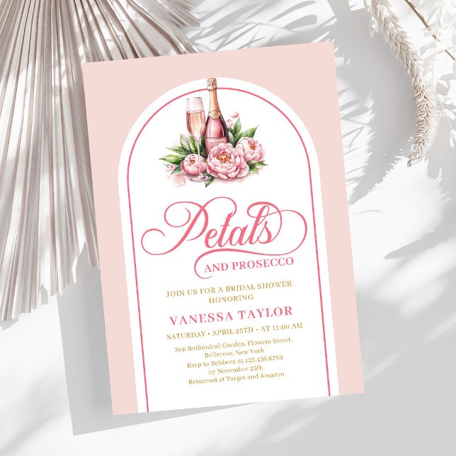 Invitation Pétales boho et prosecco invitent des tons or rose (Boho petals and prosecco invite blush gold tones

)