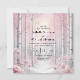 Invitation Pétales congelés dans un Mariage de bois hivernal