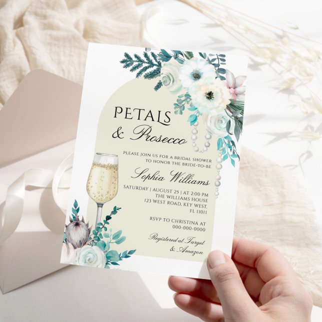 Invitation Pétales d'arc de fleurs d'hiver et Fête des mariée (Créateur téléchargé)
