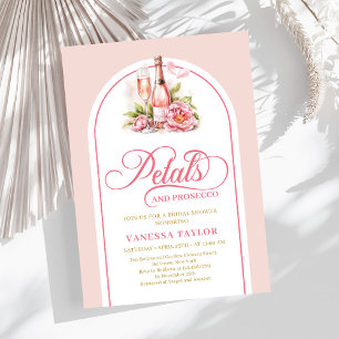 Invitation Pétales de blush moderne et prosecco invitent l'ar