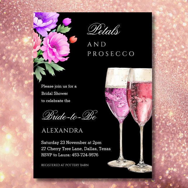 Invitation Pétales de Champagne Rose et Prosecco à la Fête de (Créateur téléchargé)