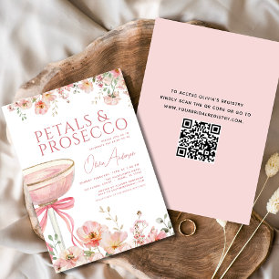 Invitation Pétales de code QR et Fête des mariées de cache ro