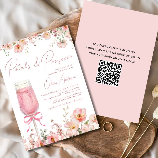 Invitation Pétales de code QR et Fête des mariées de cache ro (Créateur téléchargé)