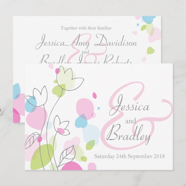 Invitation Pétales de fleur de confetti moderne invite de mar (Devant / Derrière)