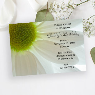 Invitation Pétales de Fleurs Blancs Anniversaire