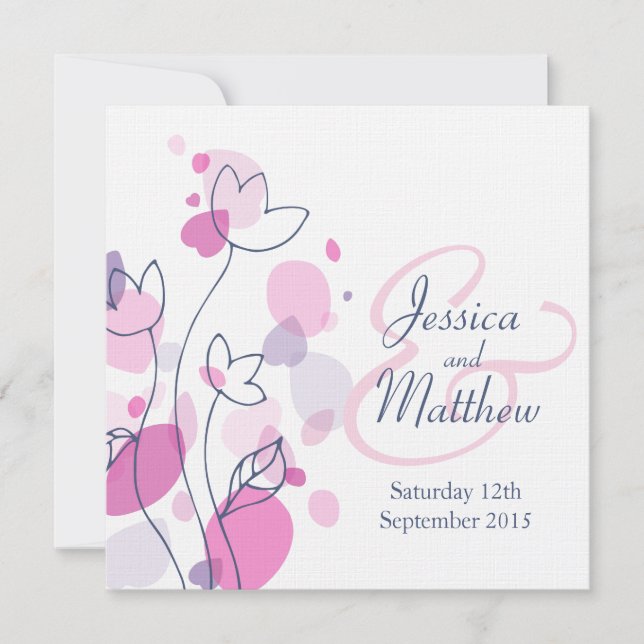 Invitation Pétales de fleurs graphiques Un mariage carré invi (Devant)