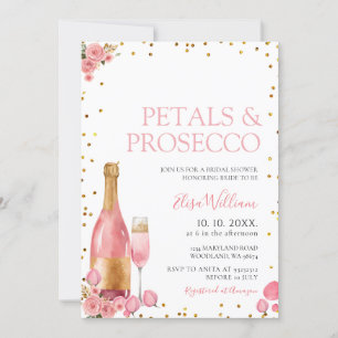 Invitation Pétales de fleurs roses et Fête des mariées de Pro