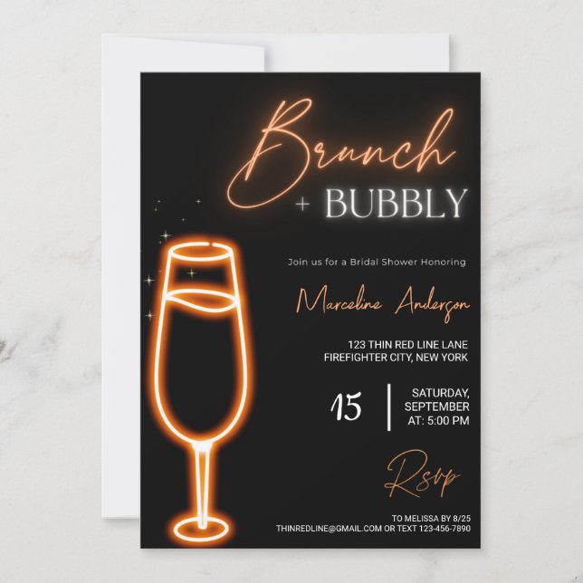 Invitation Pétales de lumière Neon & Prosecco Brunch et Bubbl (Devant)