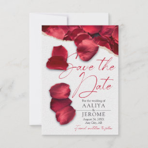 Invitation Pétales de rose rouge Sauvegarder la date du maria