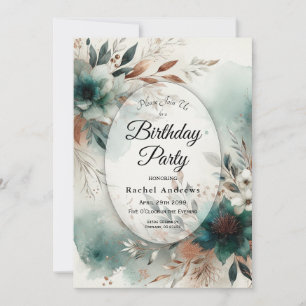 Invitation Pétales de Téal dans une Fête d'Anniversaire Fleur