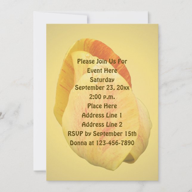 Invitation Pétales de Tulipe Jaune Fête Florale (Devant)