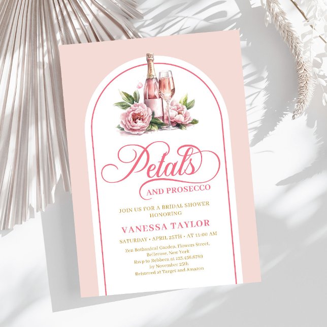 Invitation Pétales élégants et prosecco invitent un nom perso (Elegant petals and prosecco invite custom name

)