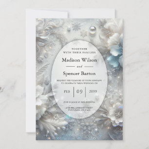 Invitation Pétales enneigés en fleurs gelées de mariage