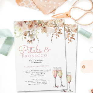 Invitation Pétales et bulles de prosecco floral pour l'enterr