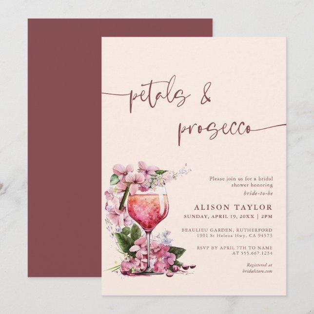 Invitation Pétales et Fête des mariées du ministère public Bo (Devant / Derrière)