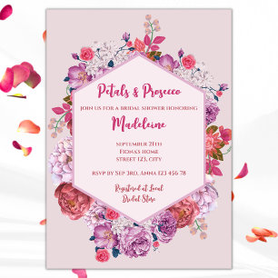Invitation Pétales Et Fête des mariées Florale De Prosecco