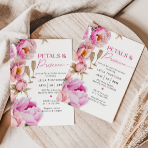 Invitation Pétales et parquet douche de mariée rose vif