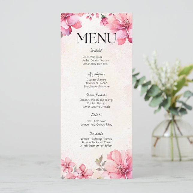 Invitation Pétales et parquet - Menu Wedding shower Floral (Debout devant)