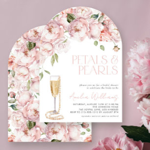 Invitation Pétales et perles Fêtes des mariées florales roses