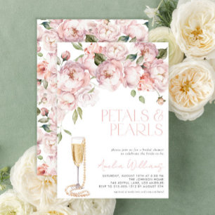 Invitation Pétales et perles Fêtes des mariées florales roses