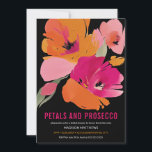 Invitation Pétales et Procuco Abstrait brillant Floral Noir<br><div class="desc">Es-tu prêt pour le mariage d'été de tes rêves ? Notre invitation à la douche nuptiale Petals & Prosecco Floral Arch est sûr d'ajouter une touche de classe avec son design unique. Peut être customisé pour répondre à vos besoins. Gorjo Designs. Fait pour vous via la plateforme Zazzle. // Vous...</div>