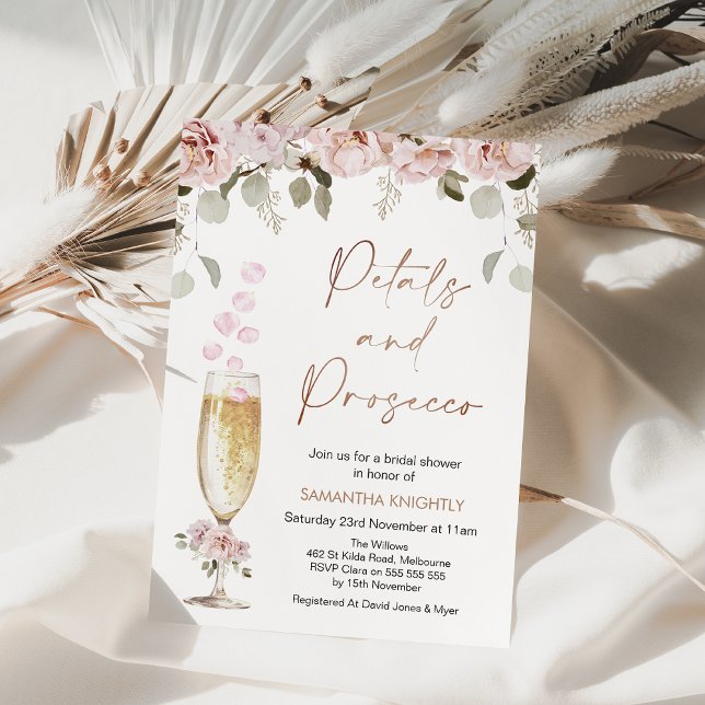 Invitation Pétales et Procuco Floral et Fête des mariées de v (Petals and Prosecco Bridal Shower Invitation, Champagne Petals Bridal Shower theme, Wedding Shower, )