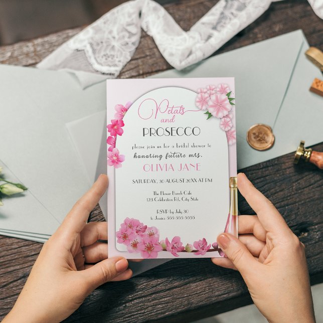 Invitation Pétales et Prosecco Arc Floral Douche d'été (Créateur téléchargé)