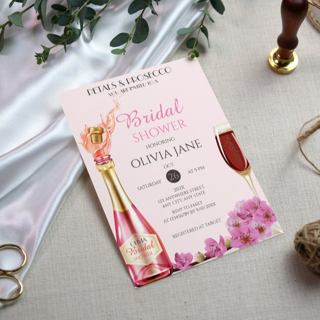 Invitation Pétales et Prosecco Arc Floral Douche d'été (Créateur téléchargé)