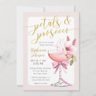 Invitation Pétales et Prosecco Douche à Fleur Rose