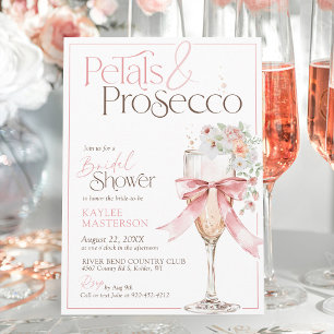 Invitation Pétales et Prosecco Fête de mariage floral rose