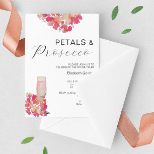 Invitation Pétales et Prosecco Fête de Mariage Floral Rose Ch