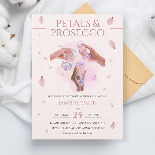 Invitation Pétales et Prosecco Fête des mariées d'aquarelle r