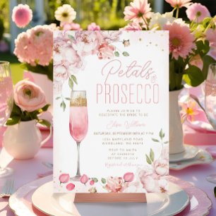 Invitation Pétales et Prosecco Fête des mariées florale rose