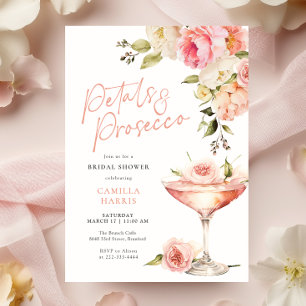 Invitation Pétales et Prosecco Fête des mariées florale rose