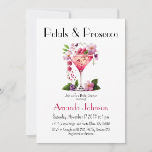 Invitation Pétales et Prosecco Fête des mariées florale rose