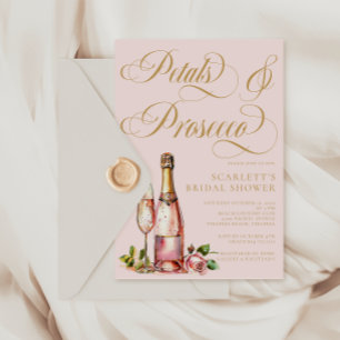 Invitation Pétales et Prosecco Floral Élégante Fête des marié