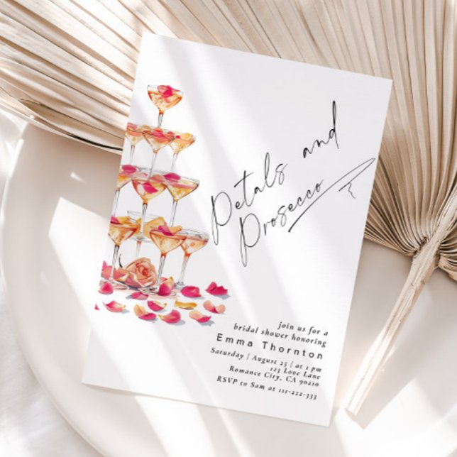 Invitation Pétales et Prosecco minima Fête des mariées modern (Créateur téléchargé)