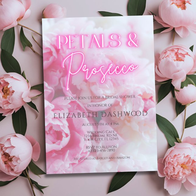 Invitation Pétales et Prosecco Neon rose Fête des mariées flo (Créateur téléchargé)