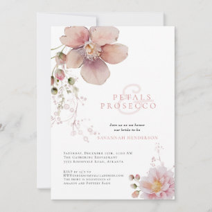 Invitation Pétales florales roses et Fête des mariées de Pros